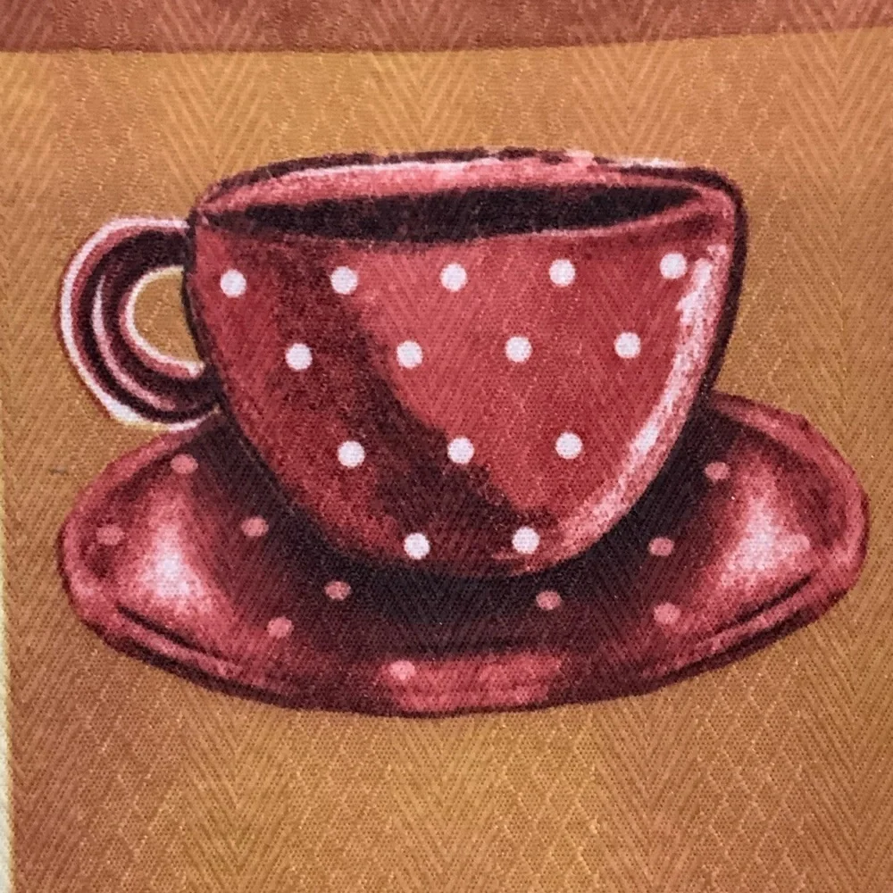 Coffee Time Placemats Printed Lined  Reversible Retro Block Pattern Set of 4